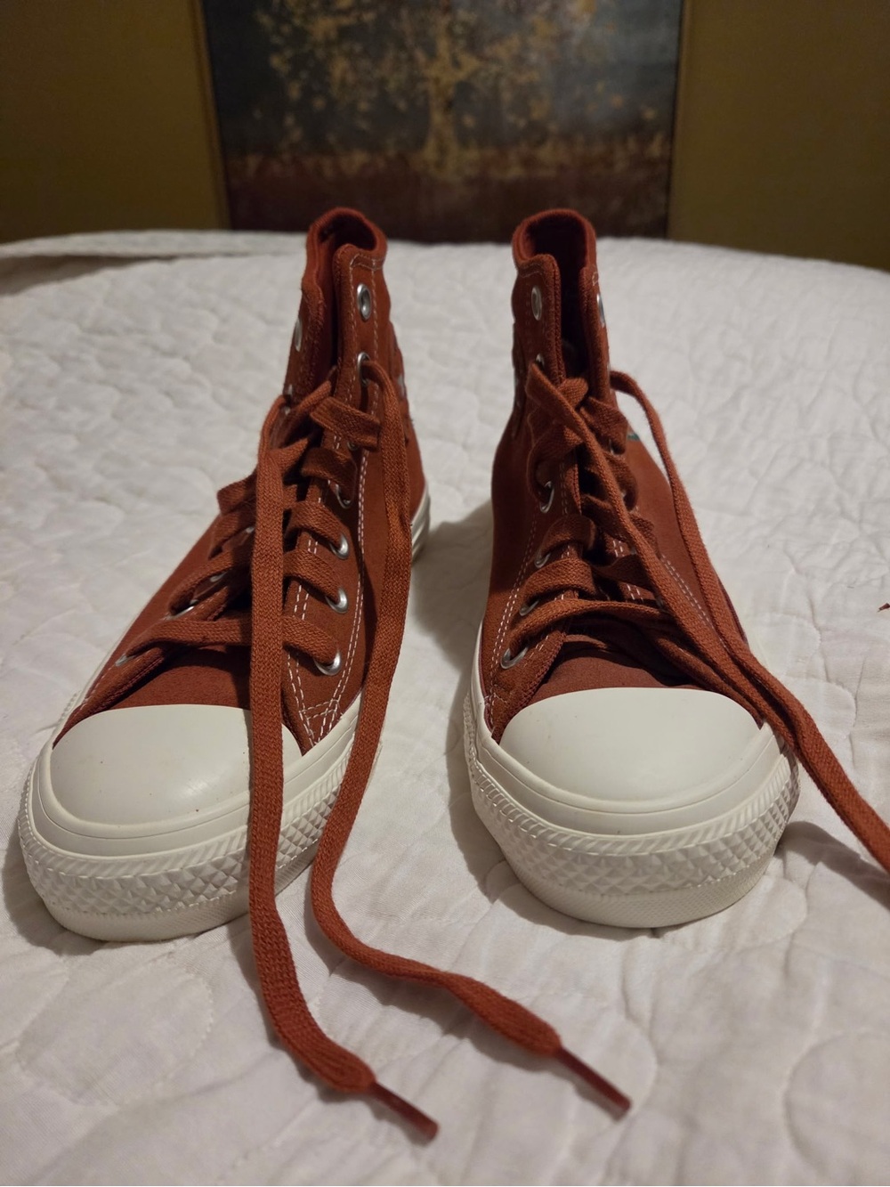High-Top Canvas Sneakers with Rose Embroidery - Brown - Picture 2 of 7